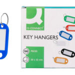 Porte-clés q-connect porte-étiquette plastique 50x22mm coloris bleu présentoir 100 unités
