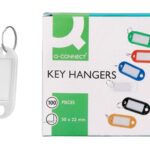 Porte-clés q-connect porte-étiquette plastique 50x22mm coloris blanc présentoir 100 unités
