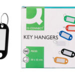 Porte-clés q-connect porte-étiquette plastique 50x22mm coloris noir présentoir 100 unités