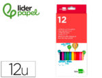 Crayon couleur liderpapel mine extra-résistante 174.5mm écriture douce coloris intenses étui carton plastifié 12 unités