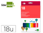 Crayon couleur liderpapel mine extra-résistante 174.5mm écriture douce coloris intenses étui carton plastifié 18 unités