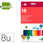 Crayon couleur liderpapel mine extra-résistante 174.5mm écriture douce coloris intenses étui carton plastifié 18 unités