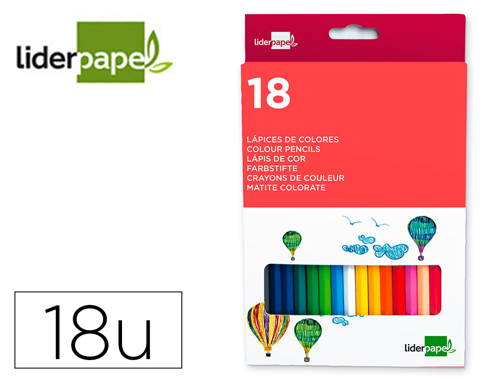 934246g-1.jpg Crayon couleur liderpapel mine extra-résistante 174.5mm écriture douce coloris intenses étui carton plastifié 18 unités – Image 1