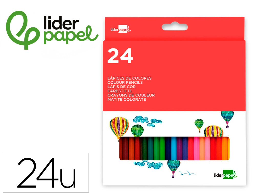 934247g-1.jpg Crayon couleur liderpapel mine extra-résistante 174.5mm écriture douce coloris intenses étui carton plastifié 24 unités – Image 1