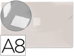 Pochette enveloppe liderpapel polypropylène 180 micorns a8 74x52mm 50f fermeture bouton résistant transparent