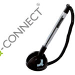 Stylo-bille q-connect sur socle support adhésif chaîne plastique trait 0.7mm encre bleue