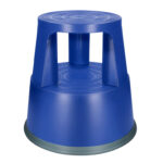 Tabouret q-connect plastique roues caoutchouc rétractables 2 niveaux base 44cm hauteur 43cm poids 2.9kg coloris bleu