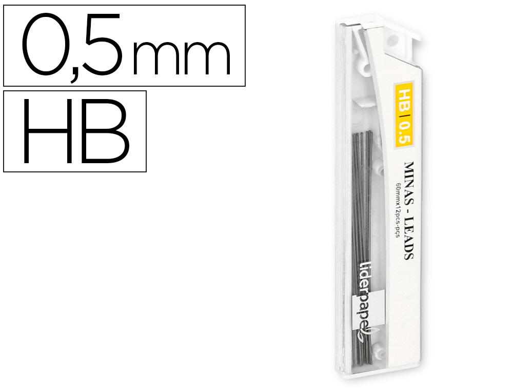 935821g-1.jpg Mine liderpapel 0.5mm hb graphite très résistante tous portemines étui 12 unités – Image 1