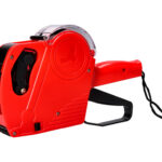 Pince à étiqueter q-connect 1 ligne 8 caractères 225x135x40mm 300g coloris rouge rouleau encreur non inclus
