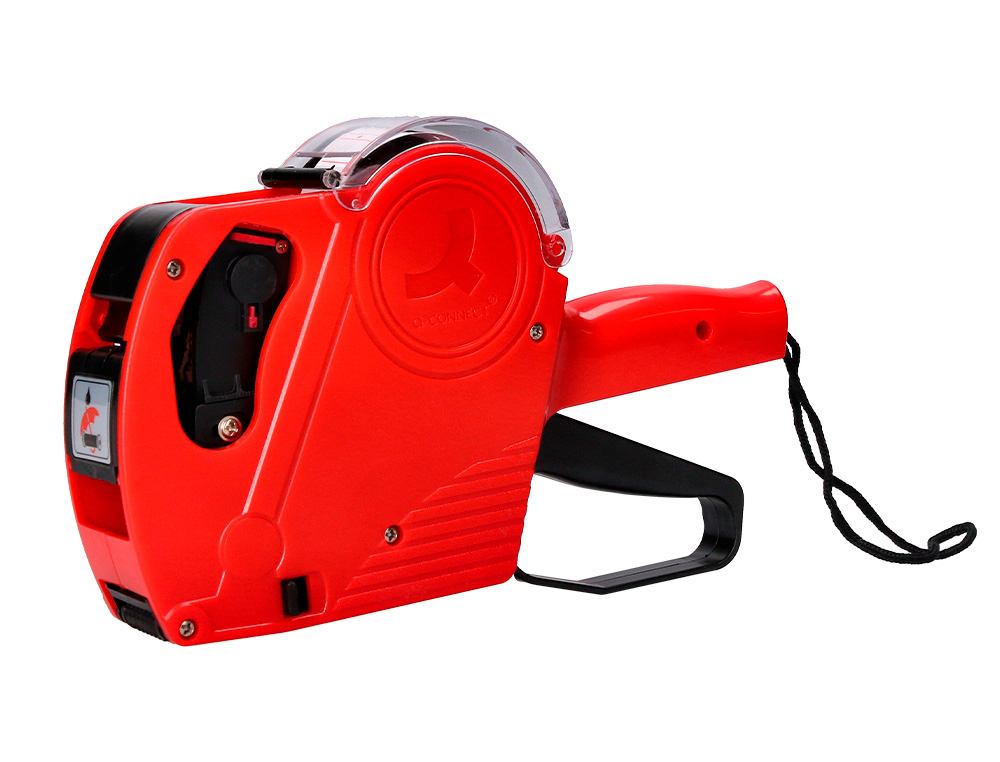 936088g-1.jpg Pince à étiqueter q-connect 1 ligne 8 caractères 225x135x40mm 300g coloris rouge rouleau encreur non inclus – Image 1