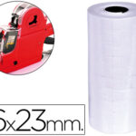 Étiquette adhésive q-connect pour étiqueteuse 2 lignes 10 chiffres format 16x23mm coloris blanc rouleau 700 unités