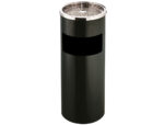 Cendrier q-connect corbeille métallique cylindrique 12l 250x615mm grille retrait mégots coloris noir – Image 2