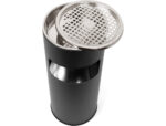Cendrier q-connect corbeille métallique cylindrique 12l 250x615mm grille retrait mégots coloris noir – Image 4