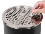 Cendrier q-connect corbeille métallique cylindrique 12l 250x615mm grille retrait mégots coloris noir – Image 5
