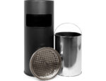 Cendrier q-connect corbeille métallique cylindrique 12l 250x615mm grille retrait mégots coloris noir – Image 8