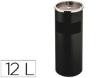 Cendrier q-connect corbeille métallique cylindrique 12l 250x615mm grille retrait mégots coloris noir