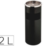 Cendrier q-connect corbeille métallique cylindrique 12l 250x615mm grille retrait mégots coloris noir