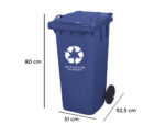 Poubelle q-connect conteneur polystyrène couvercle 100l 525x510x800mm 2 roues coloris bleu – Image 2
