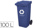 Poubelle q-connect conteneur polystyrène couvercle 100l 525x510x800mm 2 roues coloris bleu