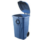 Poubelle q-connect conteneur polystyrène couvercle 240l 620x610x1040mm 2 roues coloris bleu – Image 3