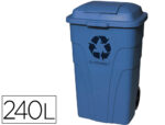 Poubelle q-connect conteneur polystyrène couvercle 240l 620x610x1040mm 2 roues coloris bleu