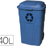Poubelle q-connect conteneur polystyrène couvercle 240l 620x610x1040mm 2 roues coloris bleu