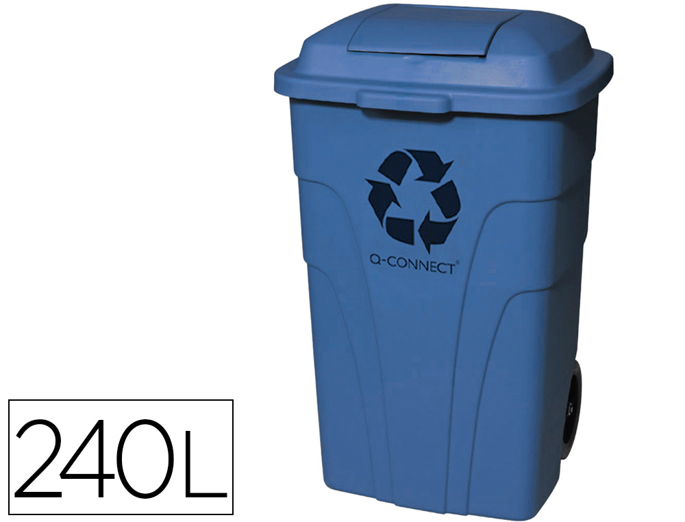 936132g-1.jpg Poubelle q-connect conteneur polystyrène couvercle 240l 620x610x1040mm 2 roues coloris bleu – Image 1
