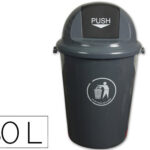 Poubelle q-connect plastique couvercle rond basculant 80l 760x450mm coloris gris