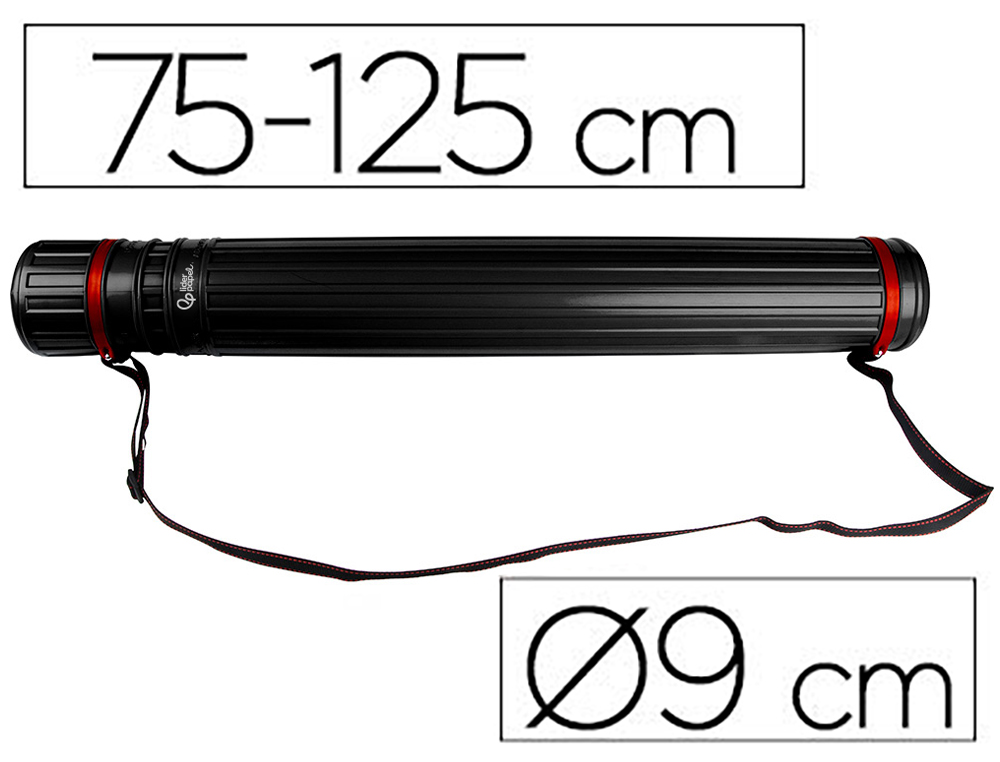 936136g-1.jpg Porte-plans liderpapel plastique bandoulière 75cm extensible 125cm diamètre 9cm coloris noir – Image 1