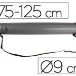 Porte-plans liderpapel plastique bandoulière 75cm extensible 125cm diamètre 9cm coloris gris