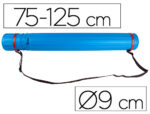 Porte-plans liderpapel plastique bandoulière 75cm extensible 125cm diamètre 9cm coloris bleu