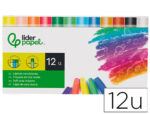 Crayon cire liderpapel 75mm diamètre 12mm papier carton tissu coloris brillants boîte 12 unités