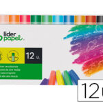 Crayon cire liderpapel 75mm diamètre 12mm papier carton tissu coloris brillants boîte 12 unités