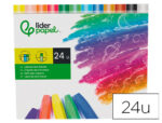 Crayon cire liderpapel 75mm diamètre 12mm taille-crayons et porte-crayons offerts coloris brillants boîte 24 unités