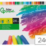 Crayon cire liderpapel 75mm diamètre 12mm taille-crayons et porte-crayons offerts coloris brillants boîte 24 unités