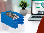 Corbeille à courrier q-connectpolypropylène documents a4+ 240x320mm empilable 350x255x65mm coloris bleu transparent – Image 5