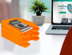 Corbeille à courrier q-connectpolypropylène documents a4+ 240x320mm empilable 350x255x65mm coloris orange transparent – Image 6