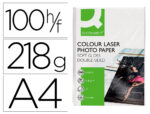 Papier photo q-connect laser semi glacé brillant a4 218g/m2 compatible toutes imprimantes paquet 100 feuilles