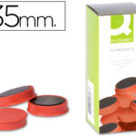 Aimant q-connect diamètre 35mm affichage signalisation toutes surfaces métalliques coloris rouge boîte 10 unités