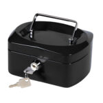 Caisse monnaie q-connect structure acier 0.8mm épaisseur plateau amovible espace billets 152x80x115mm coloris noir