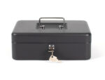 Caisse monnaie q-connect structure acier 0.8mm épaisseur plateau amovible espace billets 250x180x90mm coloris noir