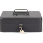 Caisse monnaie q-connect structure acier 0.8mm épaisseur plateau amovible espace billets 250x180x90mm coloris noir