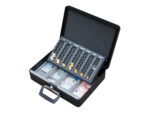Caisse monnaie q-connect structure acier 0.8mm épaisseur plateau amovible espace billets 370x110x290mm coloris noir