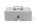 Caisse monnaie q-connect structure acier 0.8mm épaisseur plateau amovible espace billets 250x180x90mm coloris argent