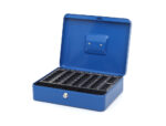 Caisse monnaie q-connect structure acier 0.8mm épaisseur plateau amovible espace billets 300x240x90mm coloris bleu – Image 2