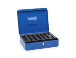Caisse monnaie q-connect structure acier 0.8mm épaisseur plateau amovible espace billets 300x240x90mm coloris bleu – Image 3