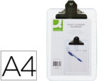 Porte-bloc q-connect polypropylène épaisseur 4mm a4 210x29  7mm pince métallique coloris  transparent