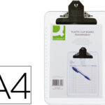 Porte-bloc q-connect polypropylène épaisseur 4mm a4 210x29  7mm pince métallique coloris  transparent