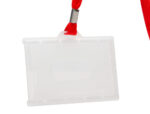 Badge q-connect lacet rouge plastique rigide congrès foires entreprises intérieur carte blanche rouge 94x60mm – Image 4