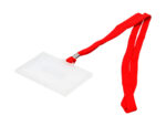 Badge q-connect lacet rouge plastique rigide congrès foires entreprises intérieur carte blanche rouge 94x60mm – Image 5